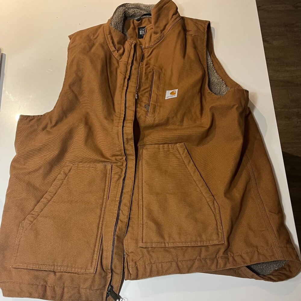 Carhartt Men's Mock-Neck Sherpa-Lined Vest - Loose Fit - Washed Duck